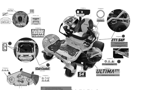 Label Map Diagram and Parts List for ZT1-54PKW (17AIEACMA10)(2023) Cub Cadet Lawn Tractor